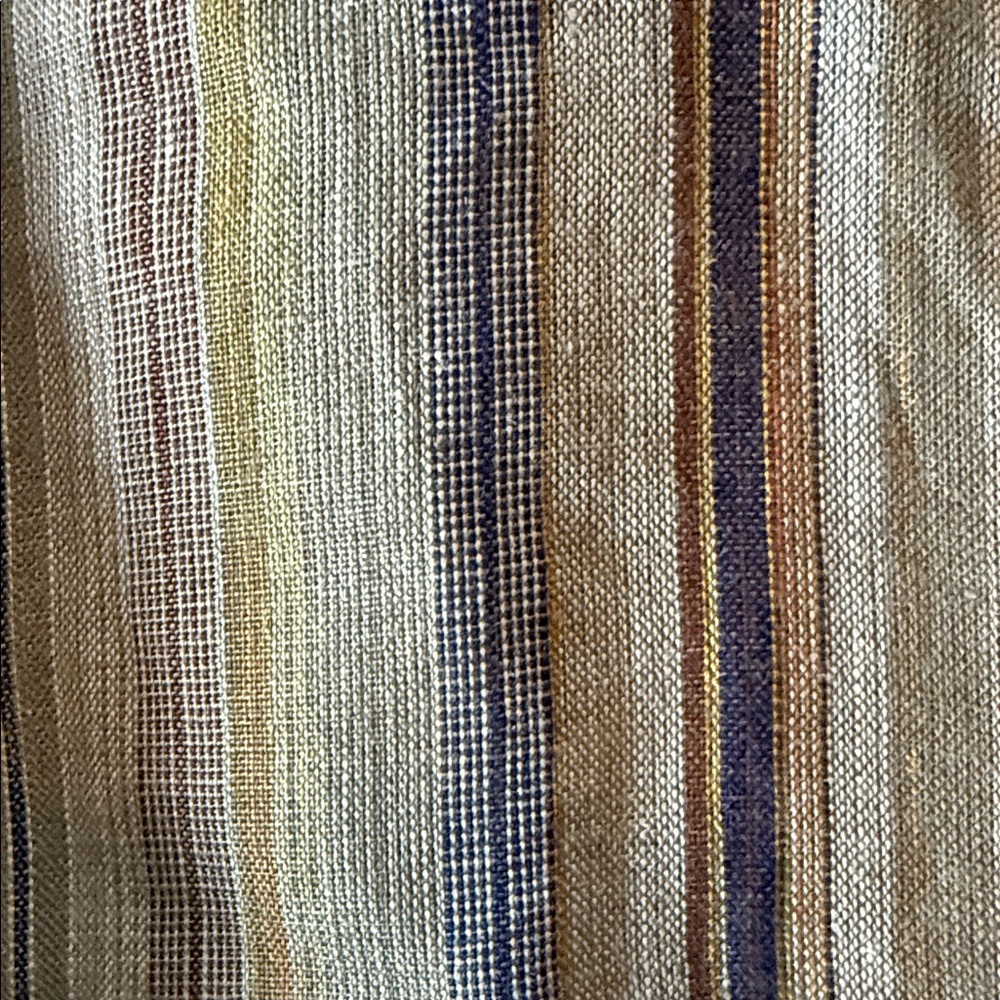Eskandar Striped Linen Button Down Mandarin Collar Tunic Shirt Size 1 - Picture 3 of 4